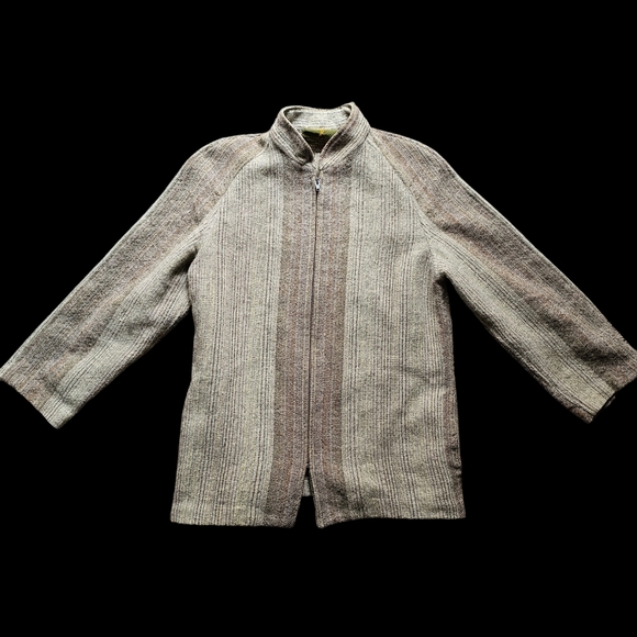 Curlew Weavers Gwehyddion Y Gylfinir 100 dicel natural green gray cardigan sizeL - Picture 1 of 11